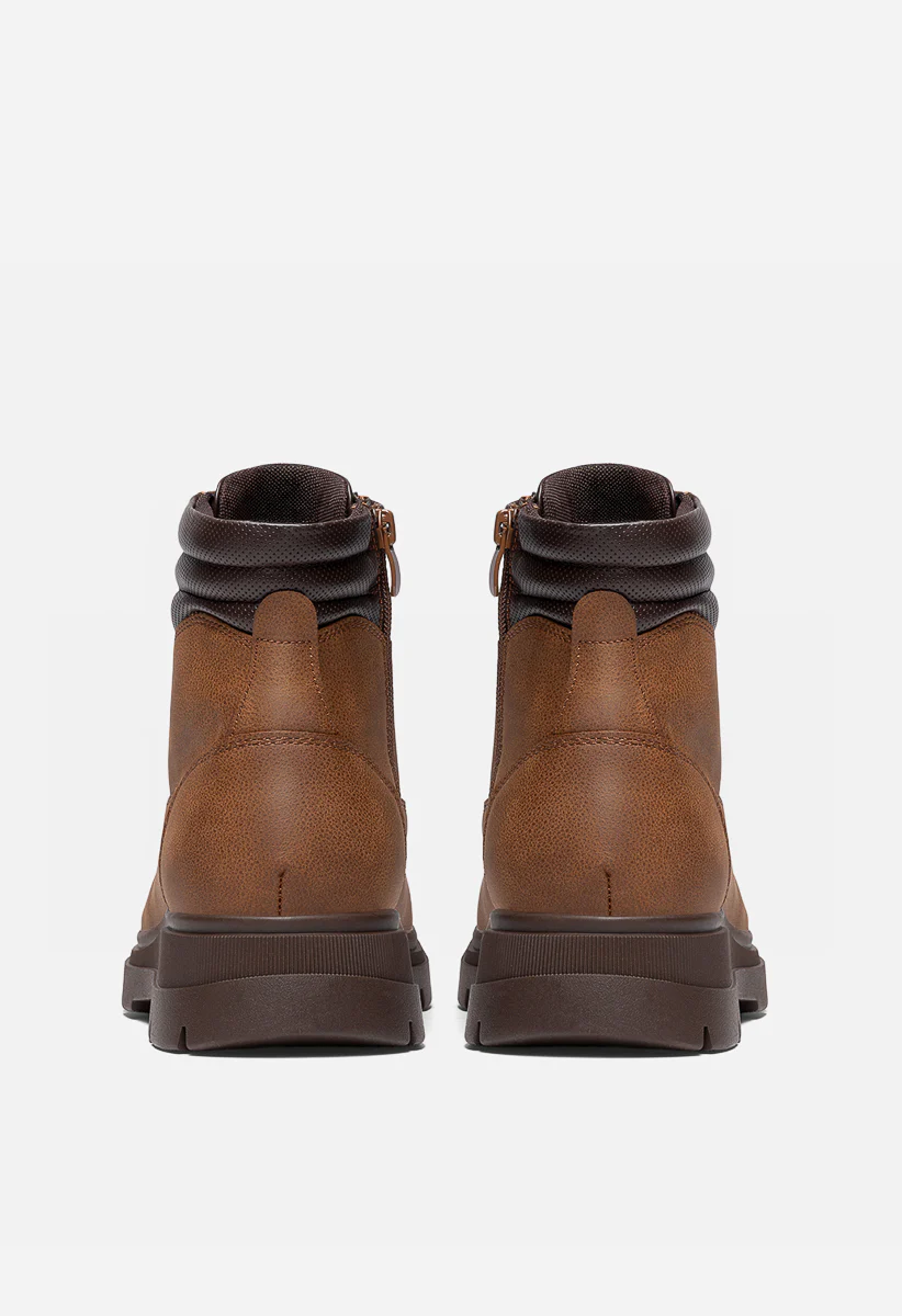 Men's Faux Leather Lace Up Boots - Image 5