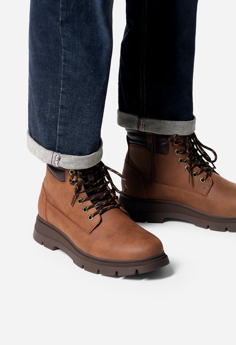 Men's Faux Leather Lace Up Boots - Image 6