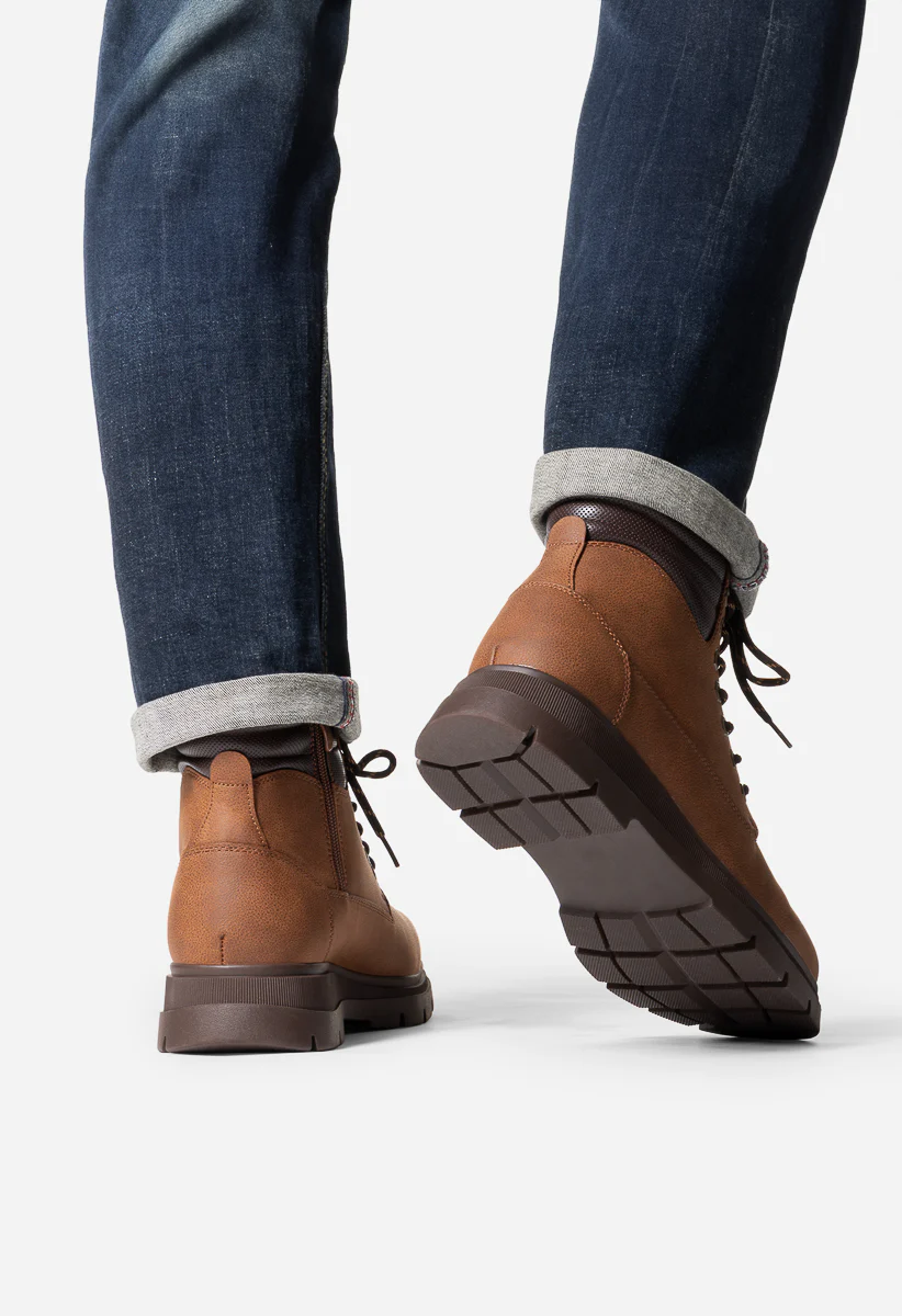 Men's Faux Leather Lace Up Boots - Image 7