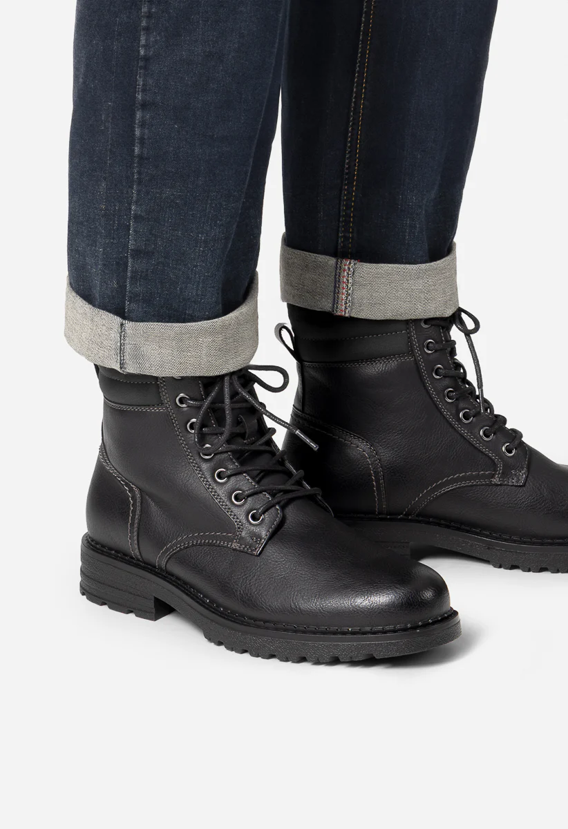 Men's Faux Leather Lug Sole Boots - Image 2