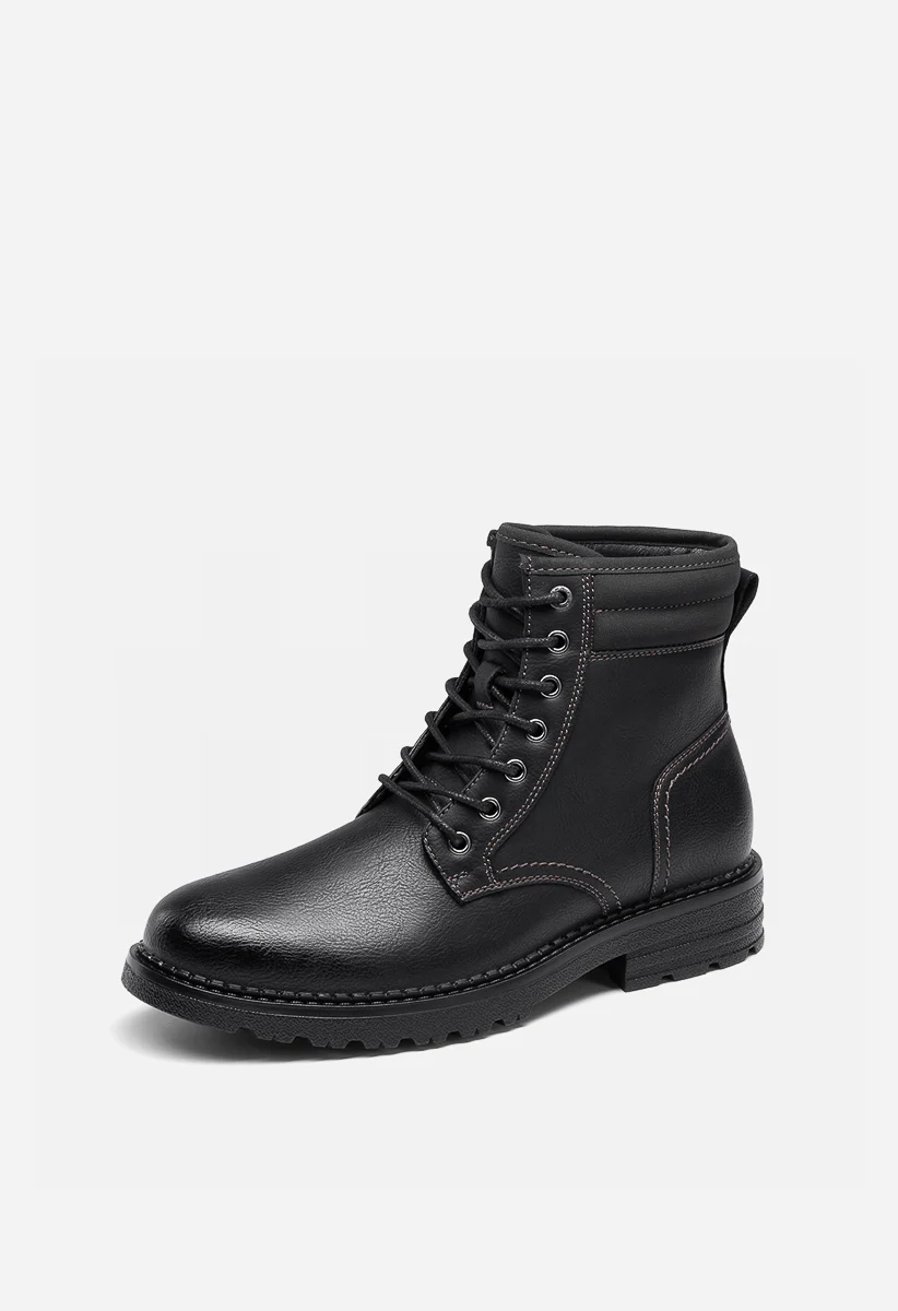 Men's Faux Leather Lug Sole Boots - Image 3
