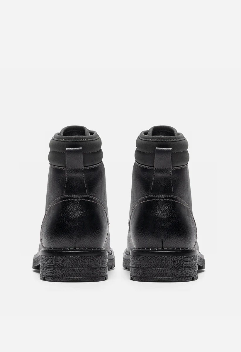 Men's Faux Leather Lug Sole Boots - Image 5