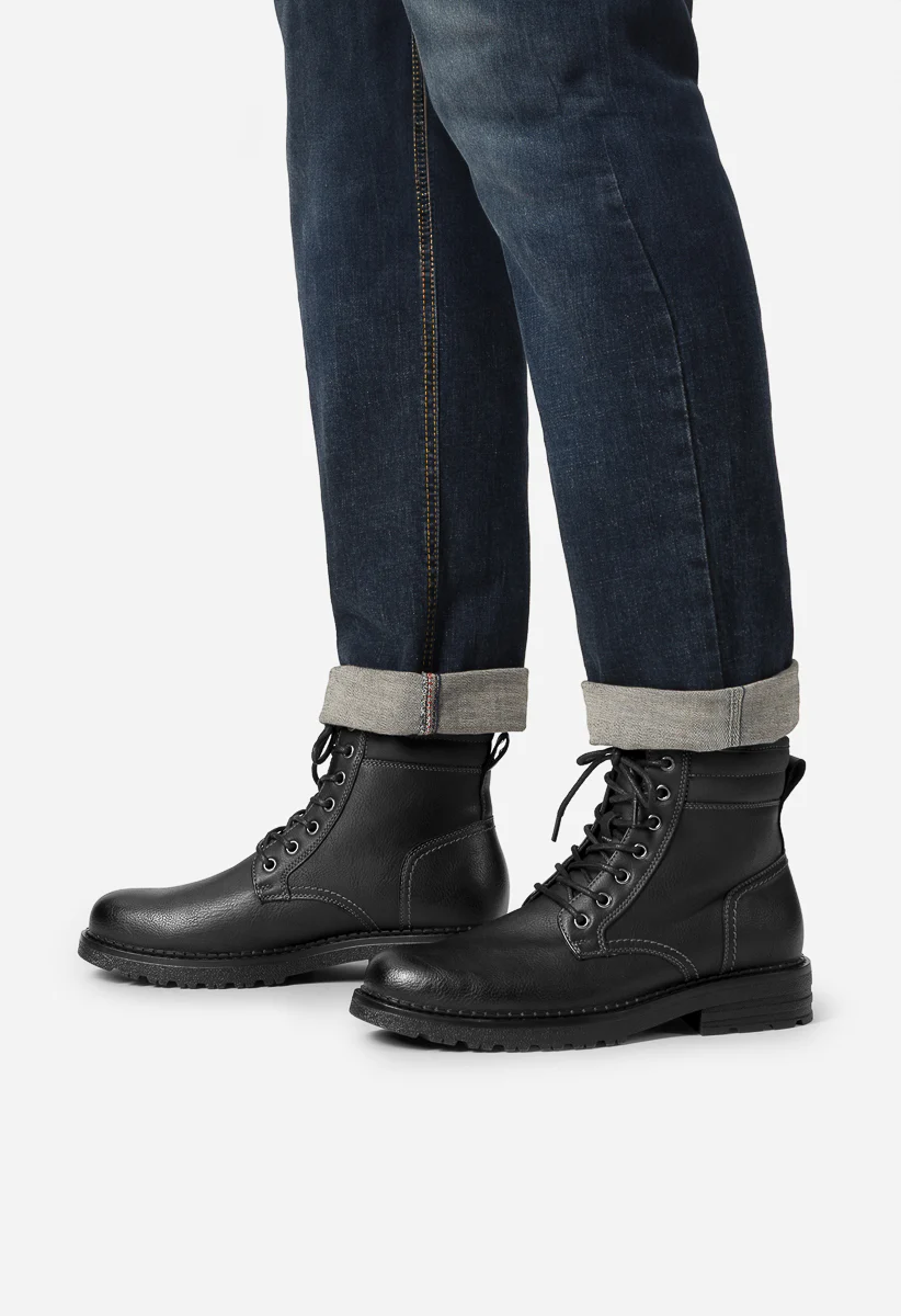 Men's Faux Leather Lug Sole Boots - Image 6