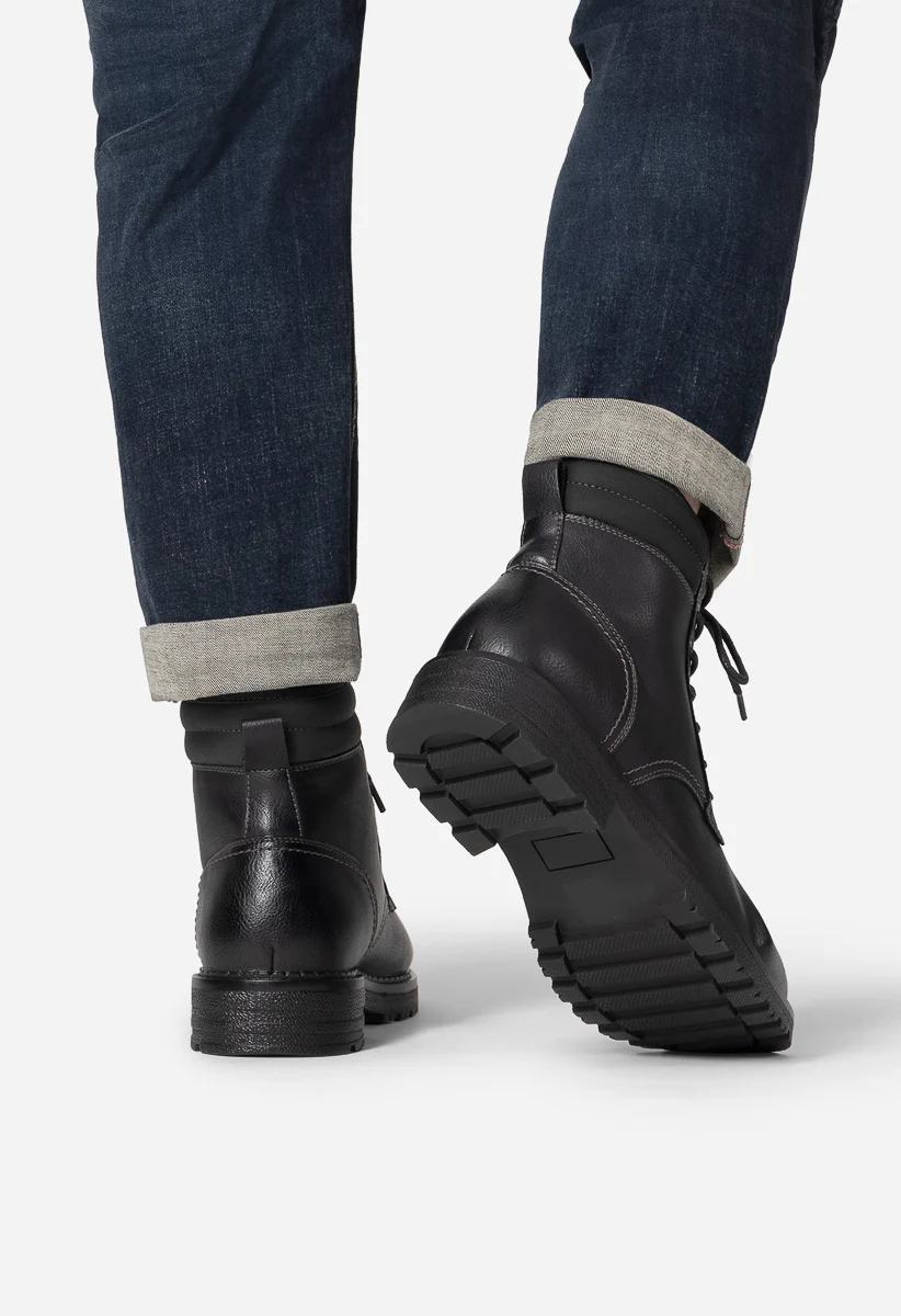 Men's Faux Leather Lug Sole Boots - Image 7