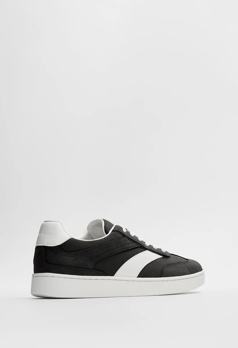 Men's Lace Up Faux Leather Mesh Sneakers - Image 2