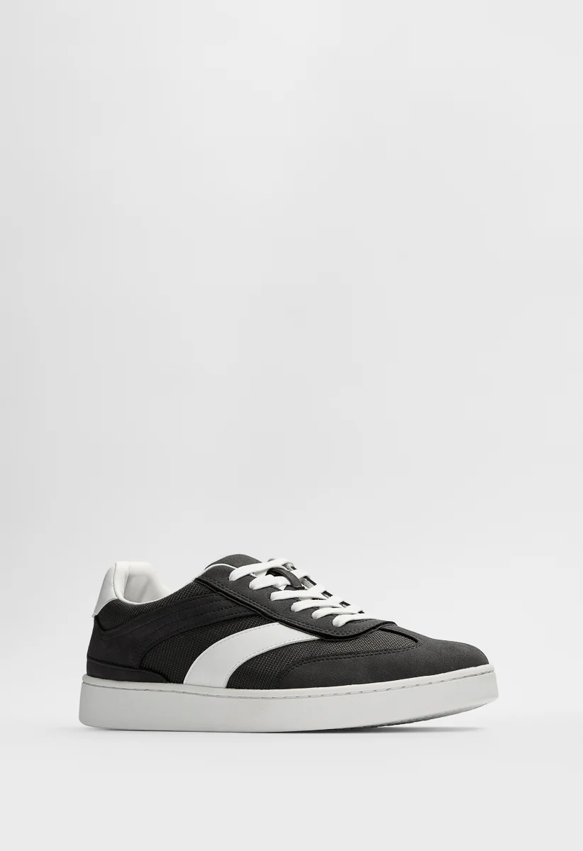 Men's Lace Up Faux Leather Mesh Sneakers - Image 3
