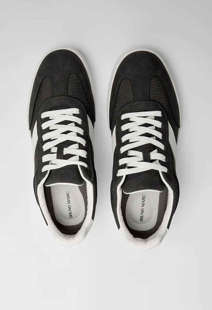 Men's Lace Up Faux Leather Mesh Sneakers - Image 4