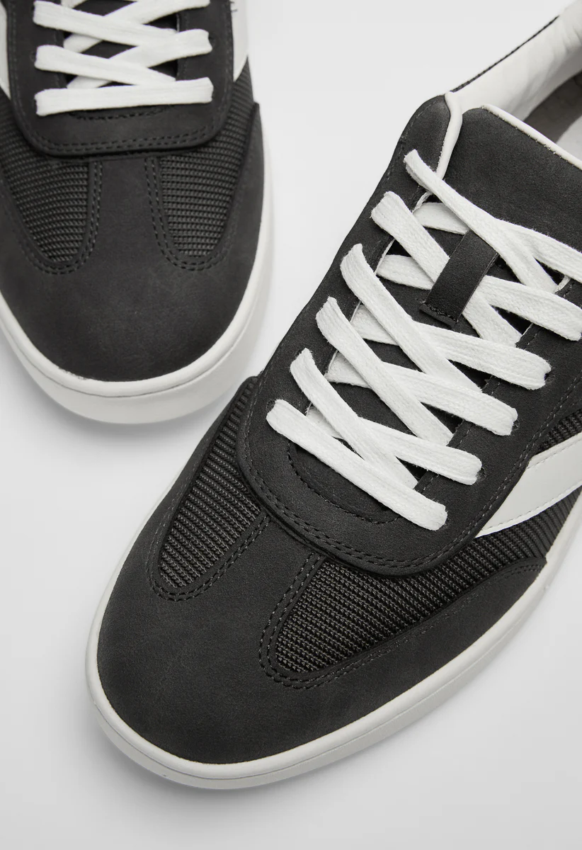 Men's Lace Up Faux Leather Mesh Sneakers - Image 5