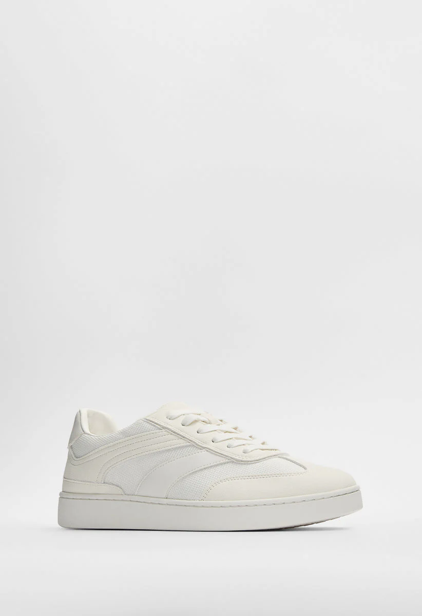 Men's Lace Up Faux Leather Mesh Sneakers - Image 3