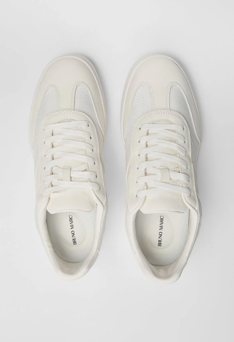 Men's Lace Up Faux Leather Mesh Sneakers - Image 4