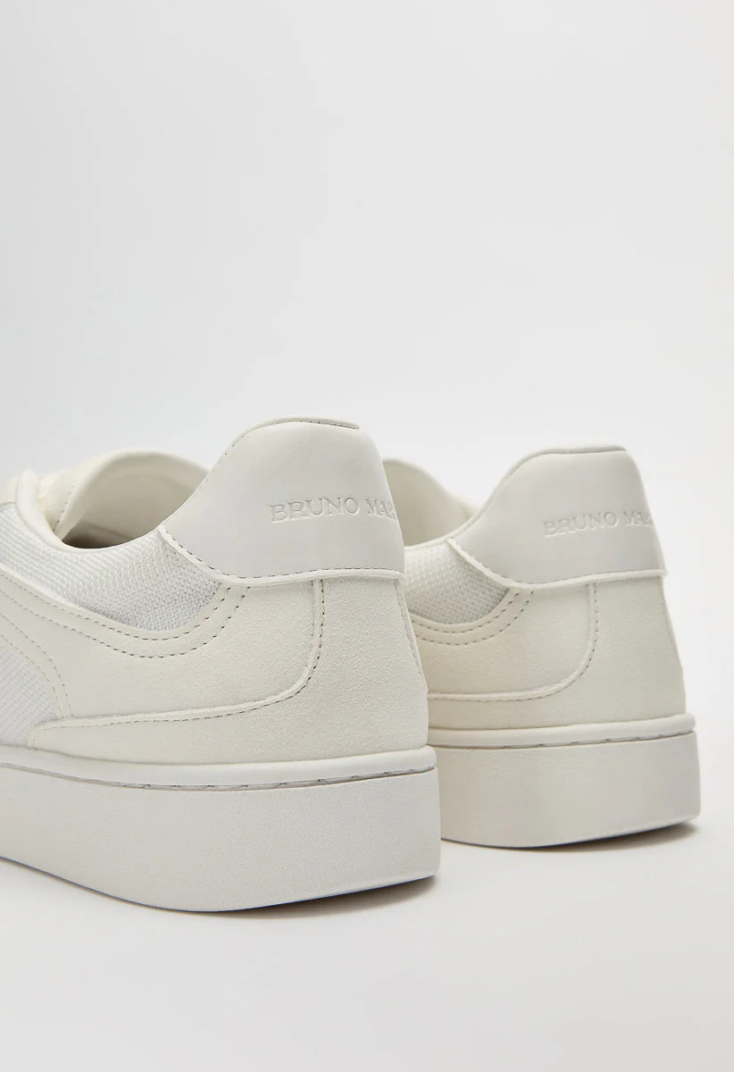 Men's Lace Up Faux Leather Mesh Sneakers - Image 5
