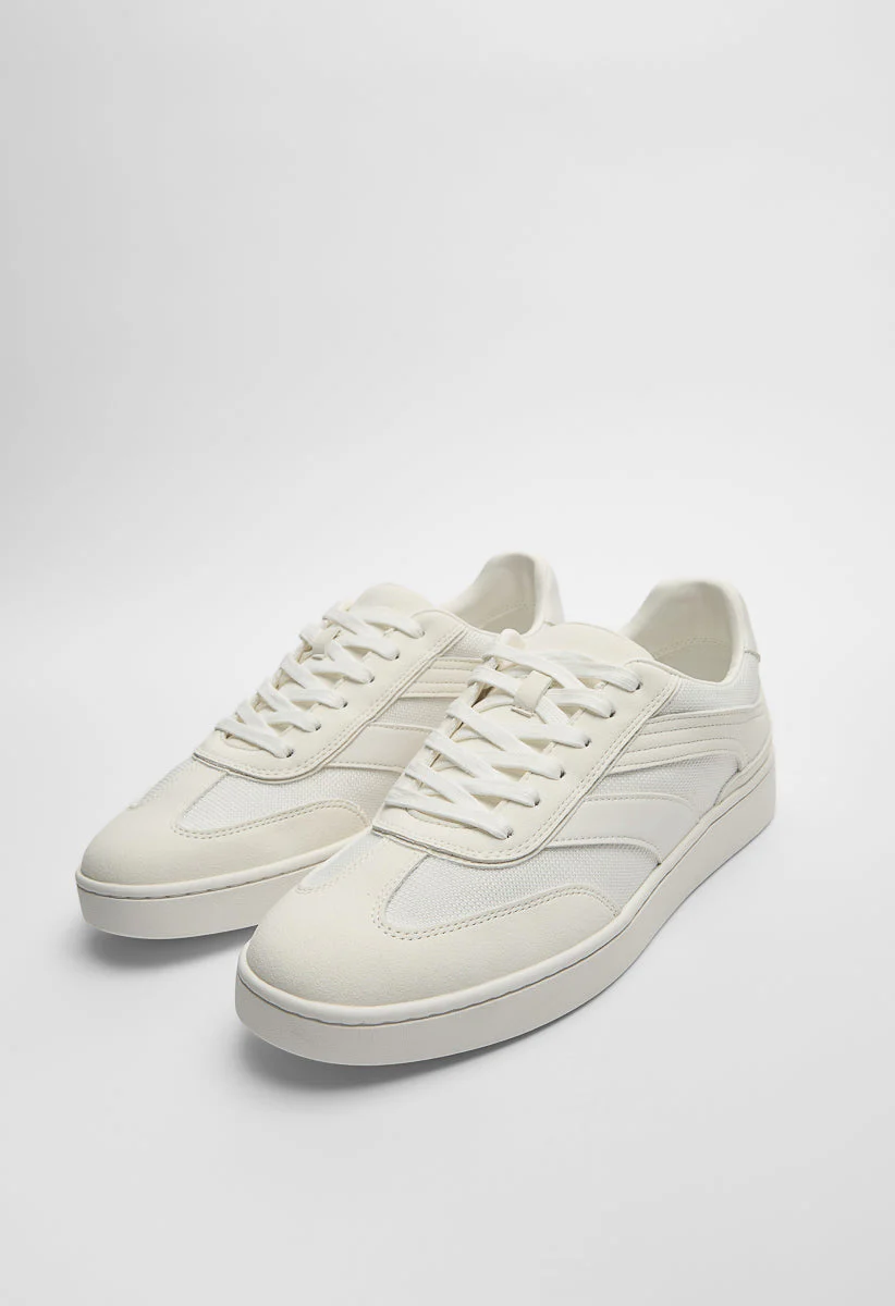 Men's Lace Up Faux Leather Mesh Sneakers - Image 6