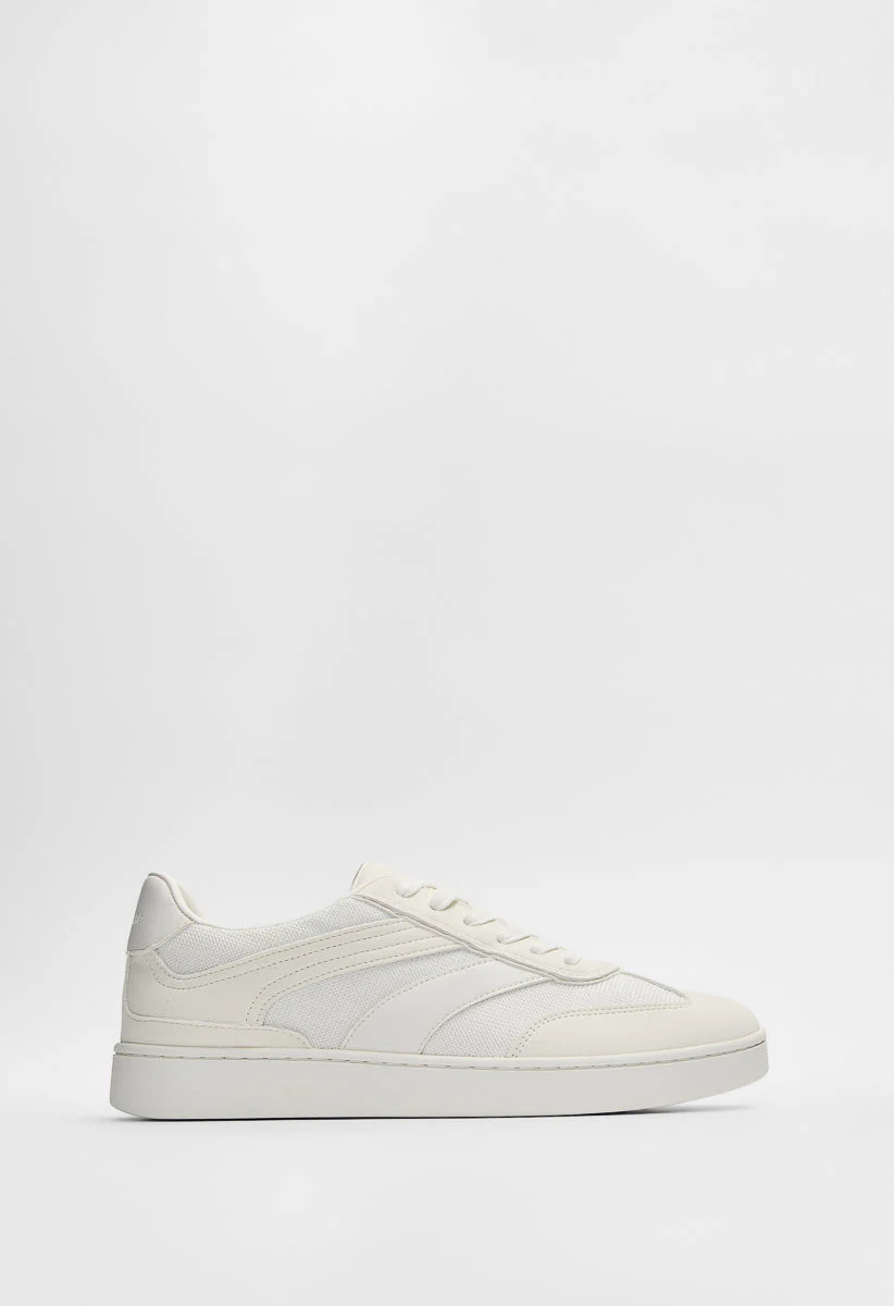 Men's Lace Up Faux Leather Mesh Sneakers - Image 7