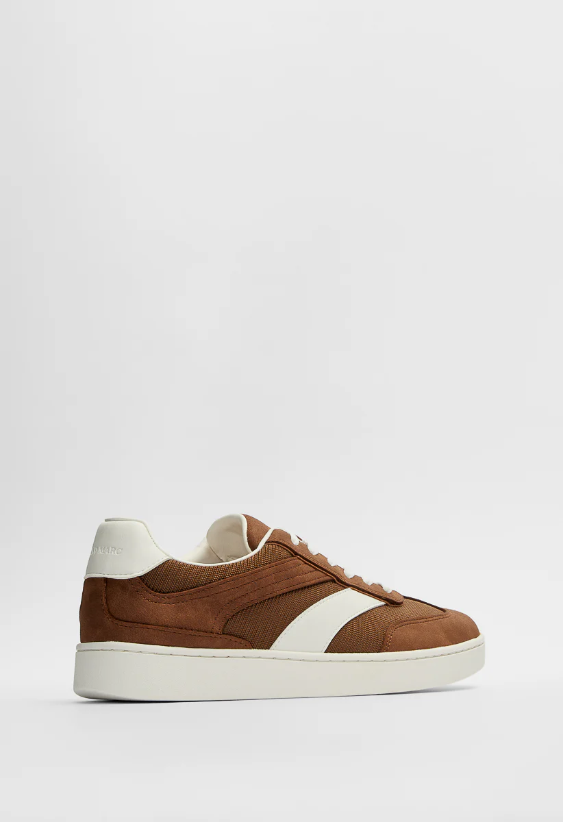 Men's Lace Up Faux Leather Mesh Sneakers - Image 2