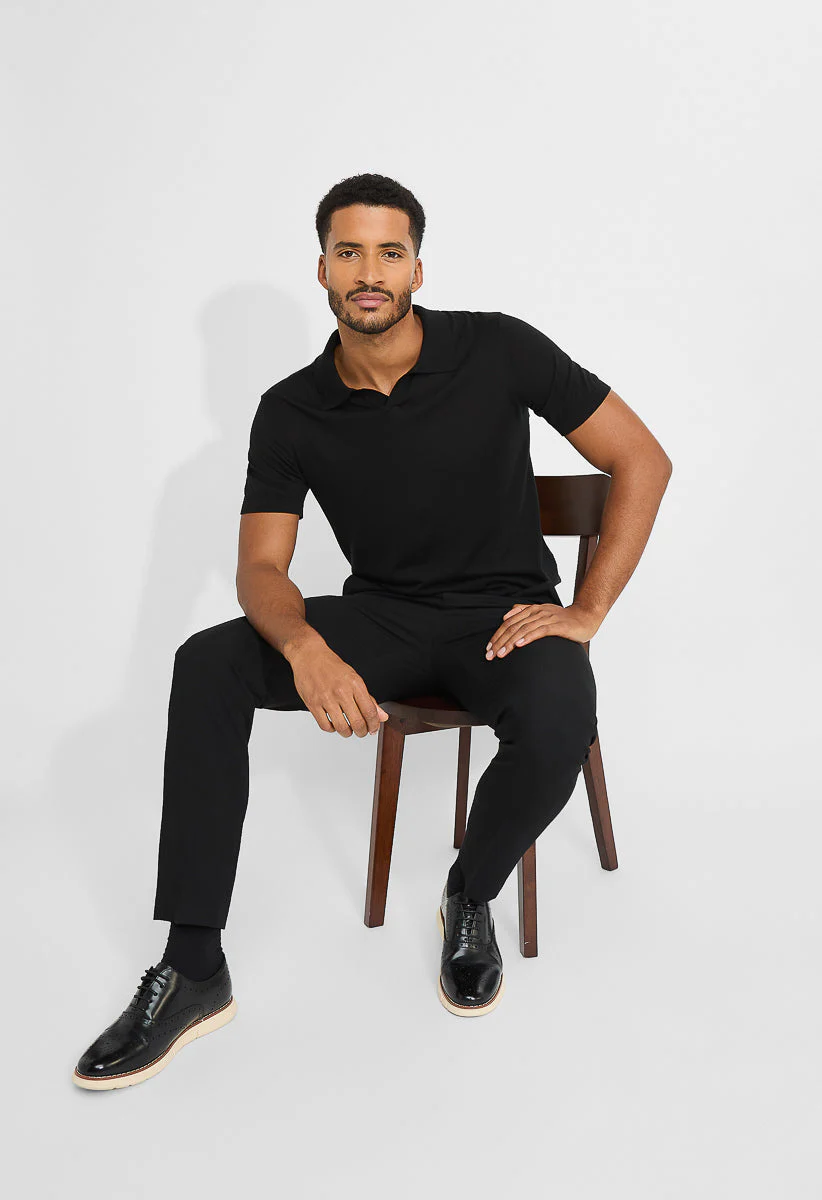 Men's Wool Blend Short Sleeve Silk Soft Knit Polo - Image 3