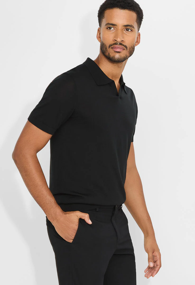 Men's Wool Blend Short Sleeve Silk Soft Knit Polo - Image 4