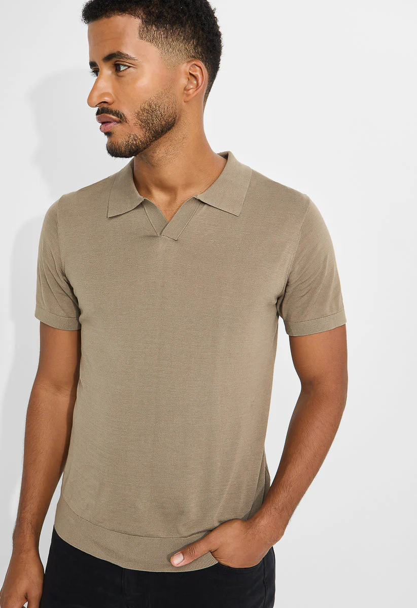 Men's Wool Blend Short Sleeve Silk Soft Knit Polo - Image 3
