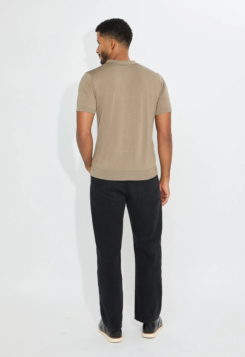 Men's Wool Blend Short Sleeve Silk Soft Knit Polo - Image 5