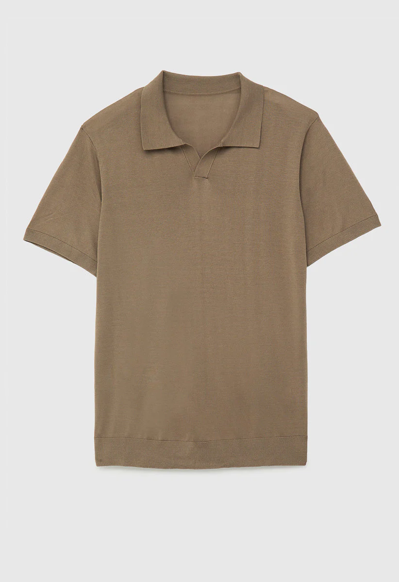 Men's Wool Blend Short Sleeve Silk Soft Knit Polo - Image 6