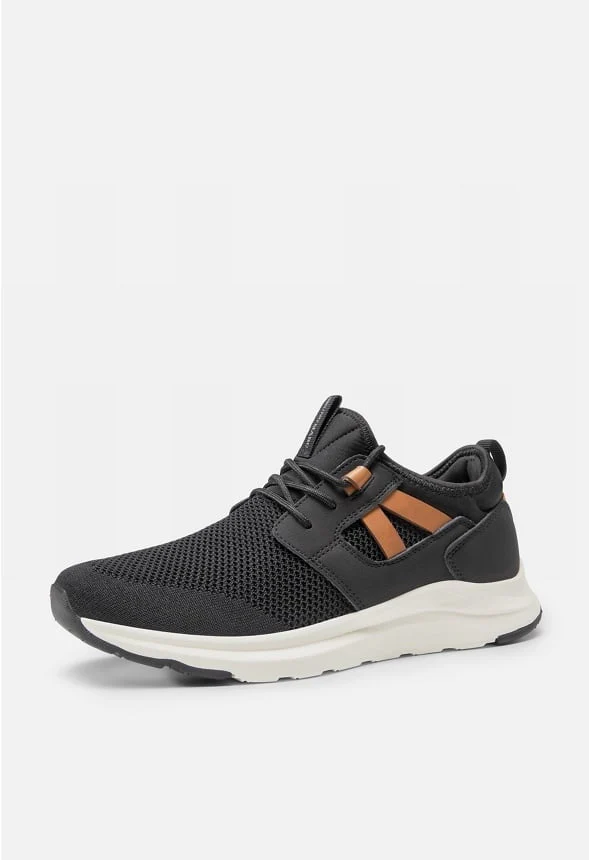 Men's Slip-On PU Leather Knit Sneakers
