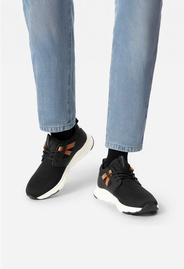 Men's Slip-On PU Leather Knit Sneakers - Image 2