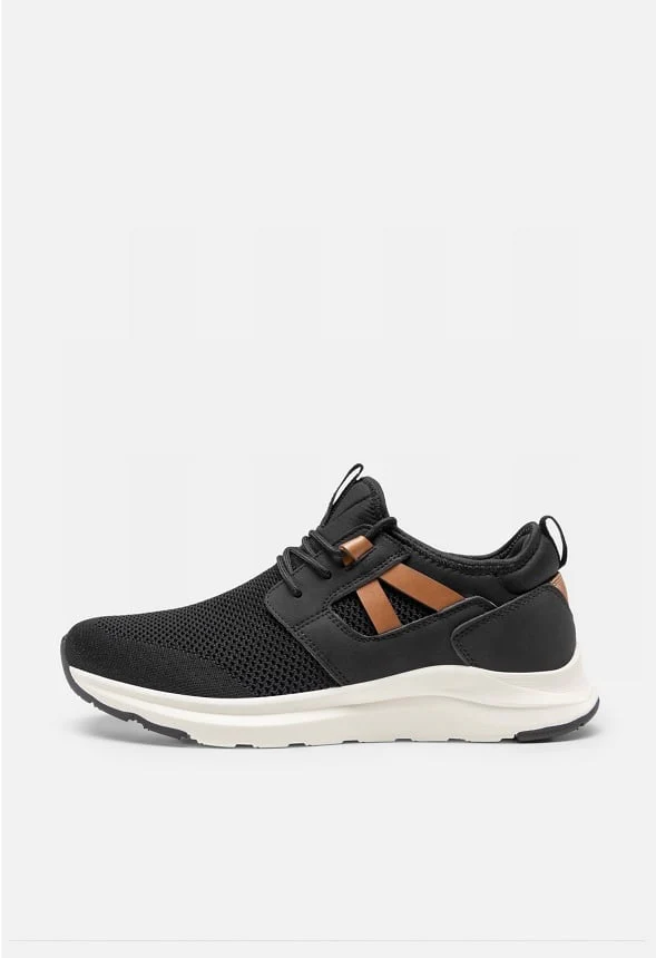 Men's Slip-On PU Leather Knit Sneakers - Image 3