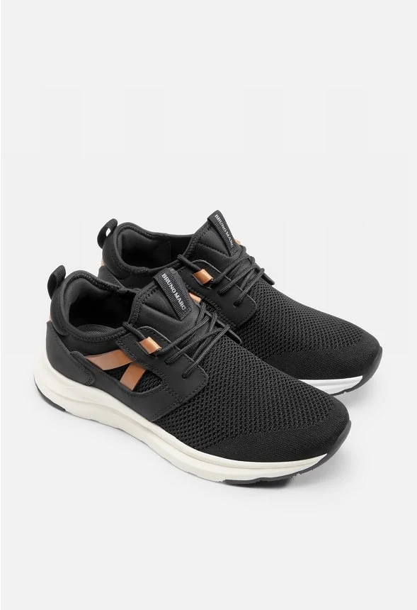 Men's Slip-On PU Leather Knit Sneakers - Image 4