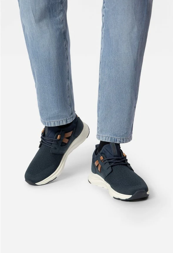 Men's Slip-On PU Leather Knit Sneakers - Image 2
