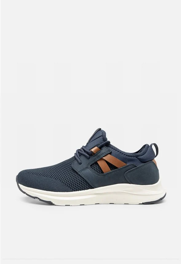 Men's Slip-On PU Leather Knit Sneakers - Image 3