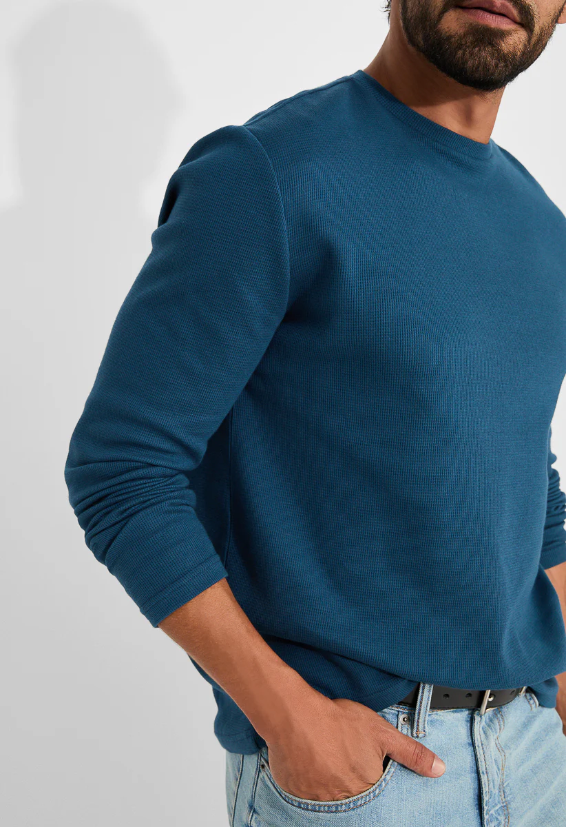 Men‘s Waffle Crew Neck T Shirt - Image 4