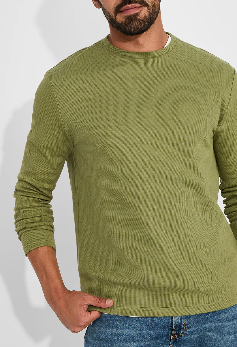 Men‘s Waffle Crew Neck T Shirt - Image 4