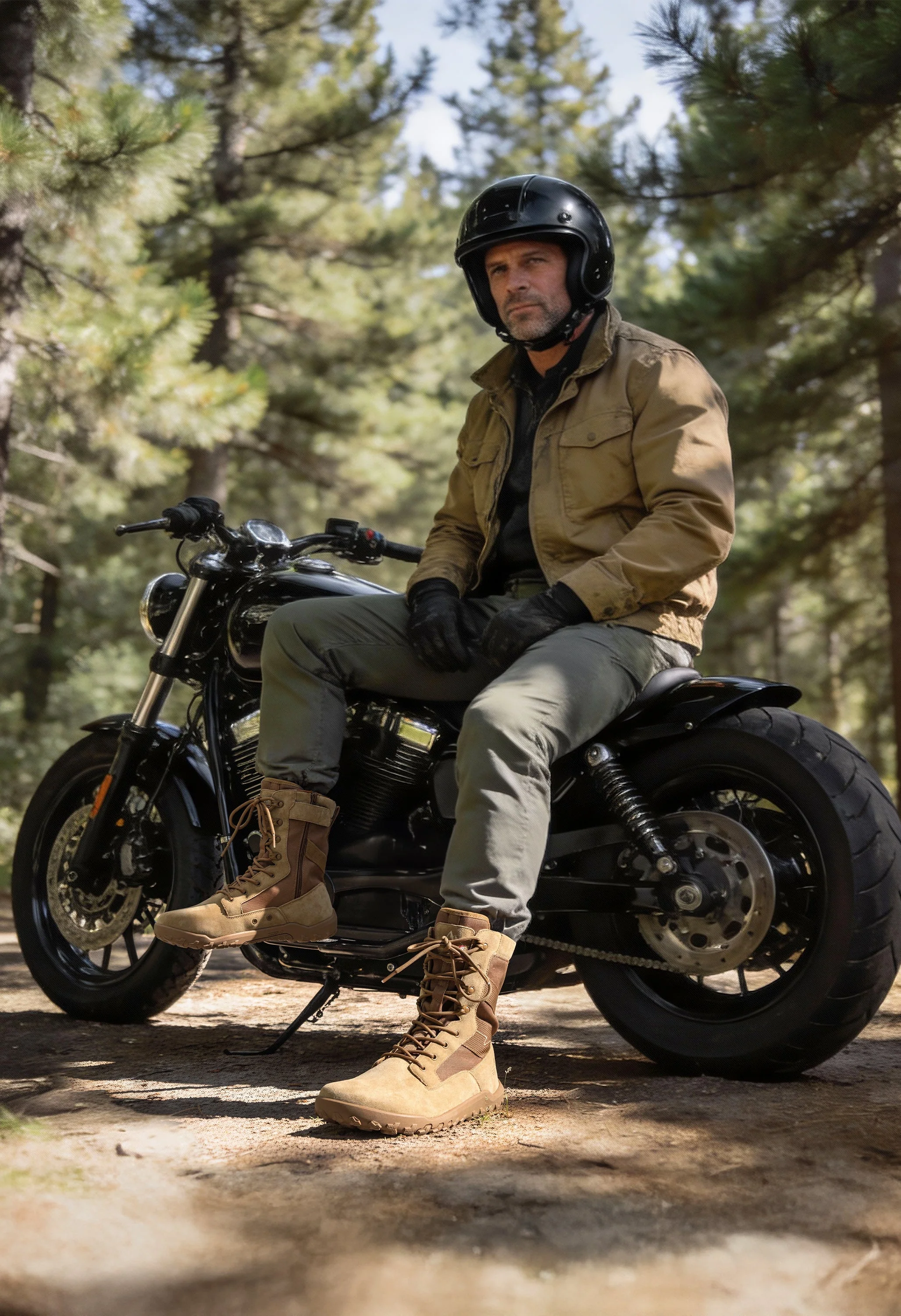 Men's Wide Toe Box Barefoot Military Tactical Boots - Image 2