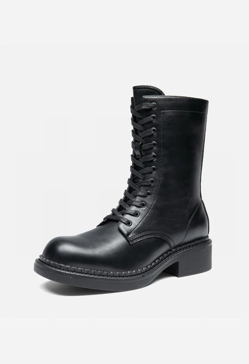 Mid-Calf Square Toe Combat Boots - Image 3