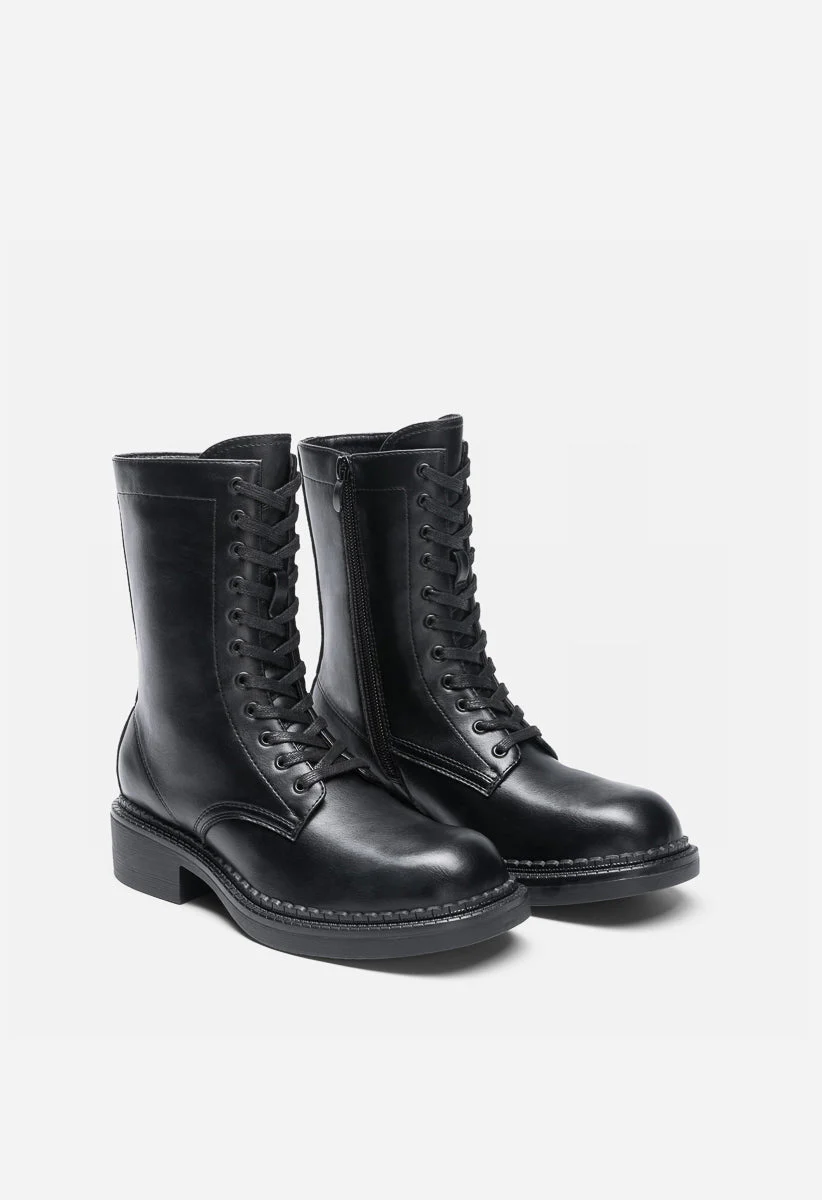 Mid-Calf Square Toe Combat Boots - Image 4