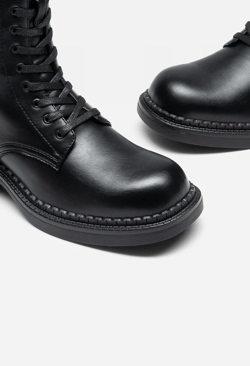 Mid-Calf Square Toe Combat Boots - Image 5