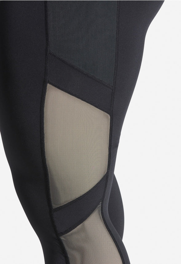 Mid Rise Blocked Mesh Pocket Leggings - Image 3