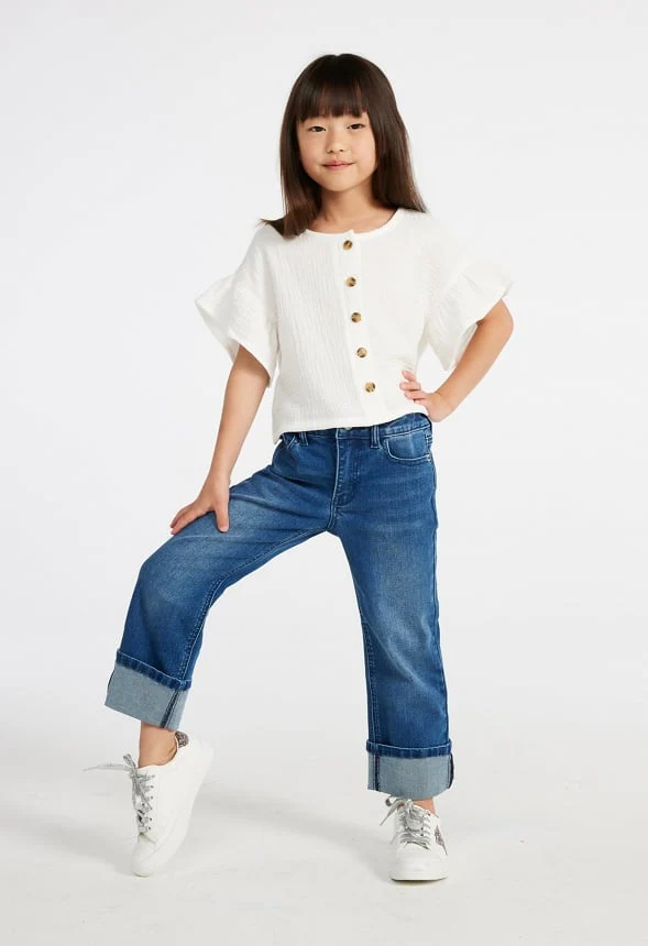 Mid Rise Cuffed Straight Fit Denim - Image 2