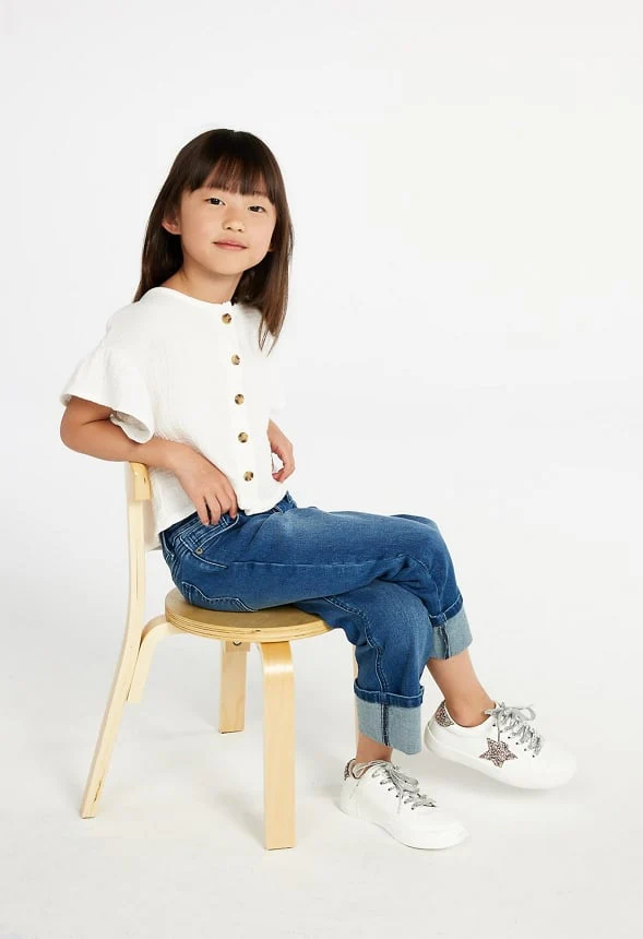Mid Rise Cuffed Straight Fit Denim - Image 3