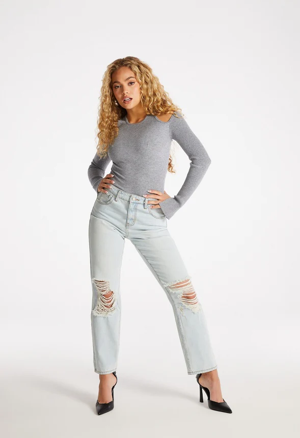 Mid Rise Slouch Boyfriend Destroy Jeans - Image 3