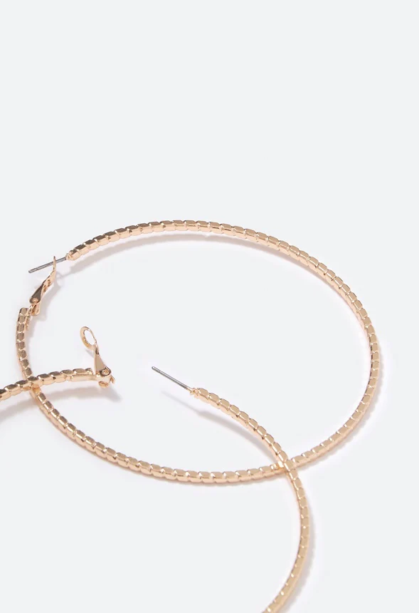 Mila Textured Oversized Hoop Earrings - Image 3