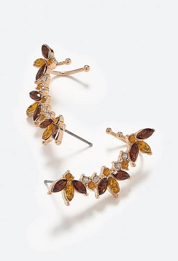 Mina Glass Navette Stone Ear Climber - Image 3