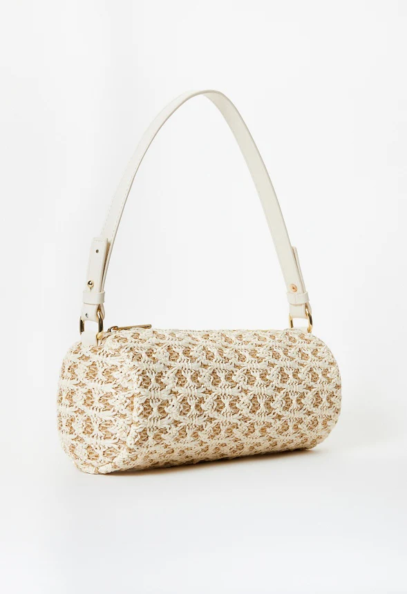 Mini Round Raffia Shoulder Bag - Image 3