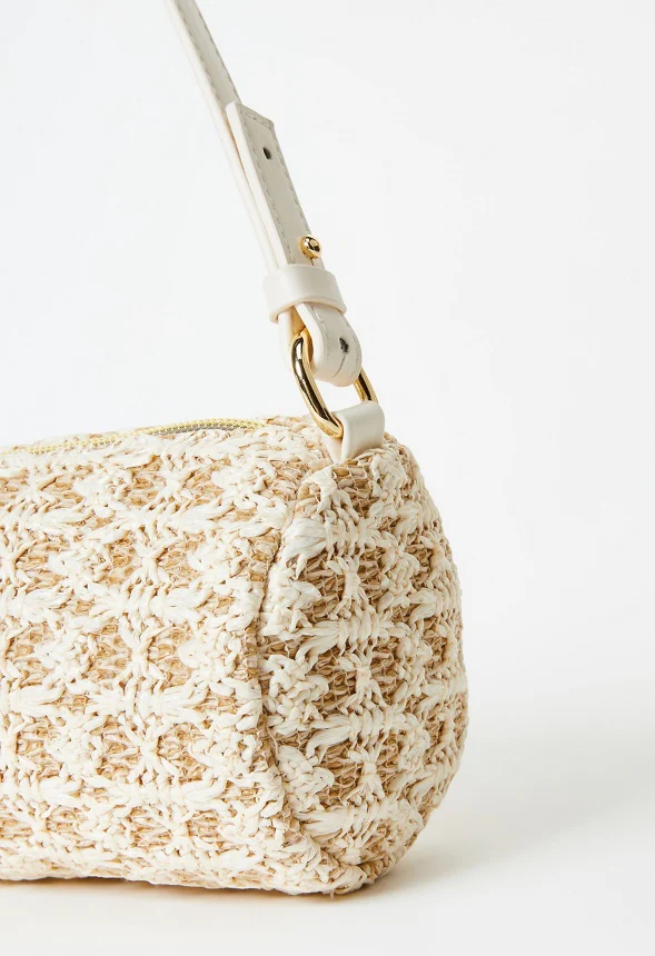 Mini Round Raffia Shoulder Bag - Image 4