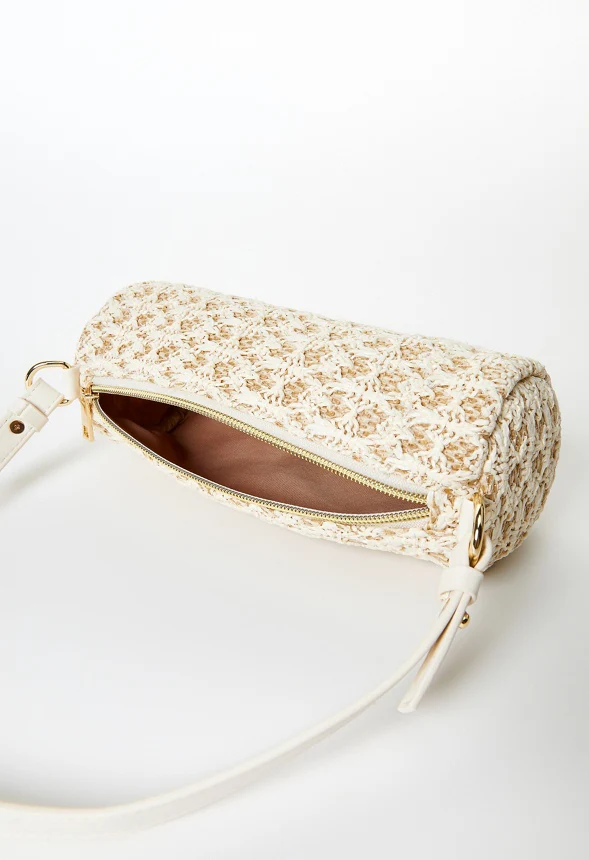 Mini Round Raffia Shoulder Bag - Image 5