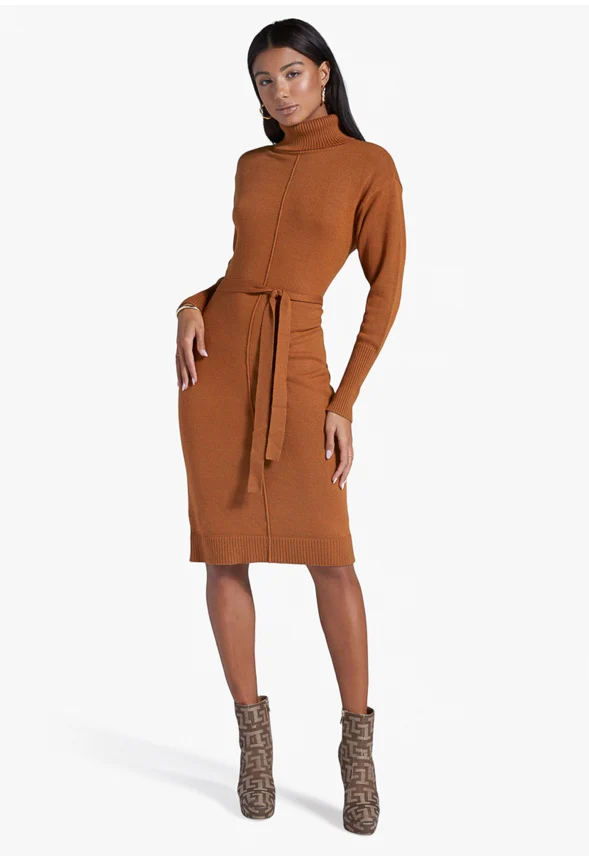 Mock Neck Sweater Dress - Image 4