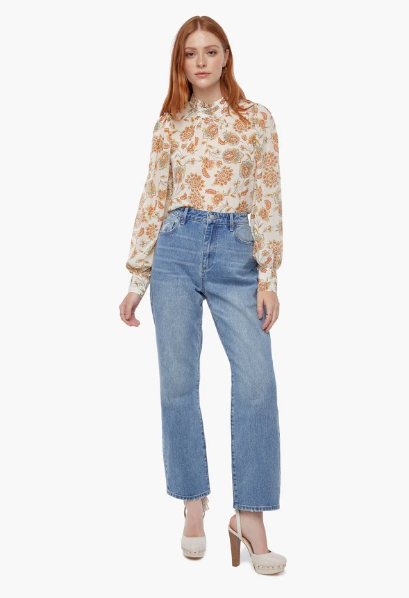 Mock Neck Ruched Blouse - Image 3