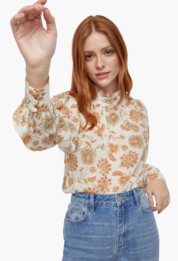 Mock Neck Ruched Blouse - Image 4