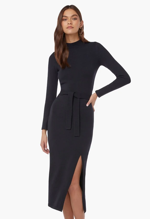 Mock Neck Sweater Midi Dress - Image 2