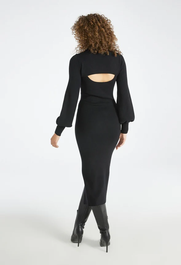 Mock Neck Sweater Midi Dress - Image 2
