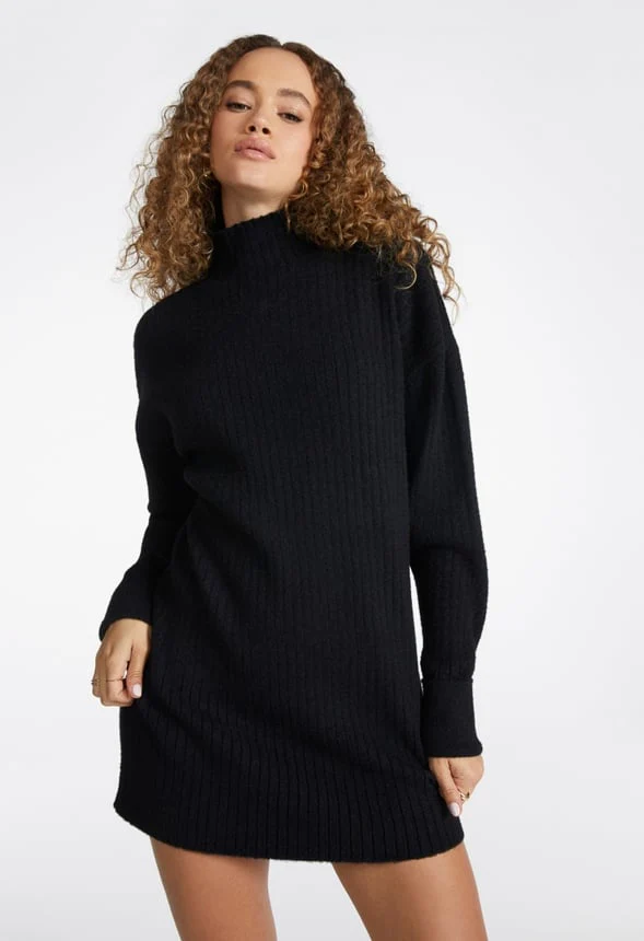 Mock Neck Sweater Mini Dress - Image 2